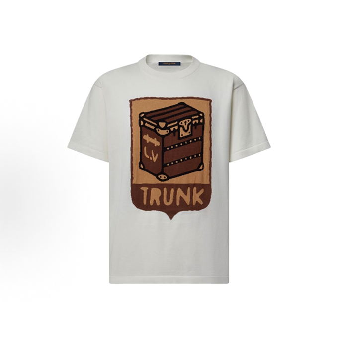 lv louis vuitton trunk jacquard knit short sleeve t-shirt